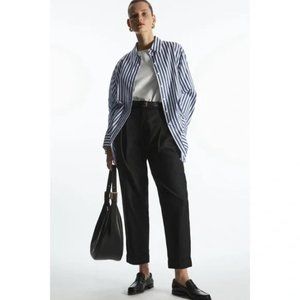 COS Women NEW Without Tag High Wais Black Tapered Twill Pant Trouser Sz 10